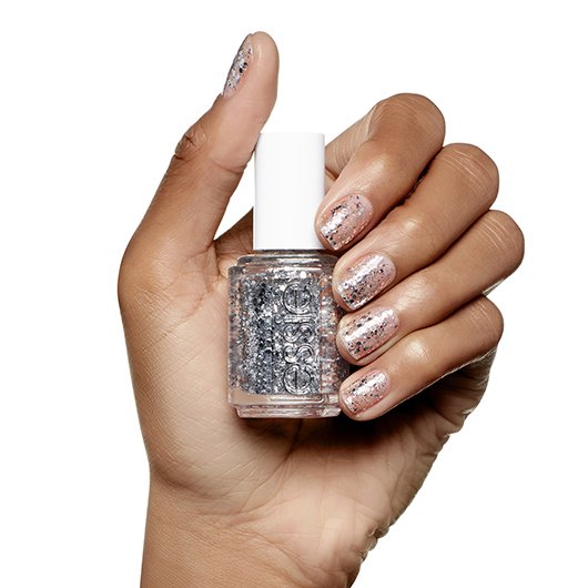 set in stones - silver nail nail polish color - glitter & essie
